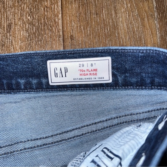 Gap 70s flare high rise jeans Blue 29 8 Tall Long - Picture 8 of 13